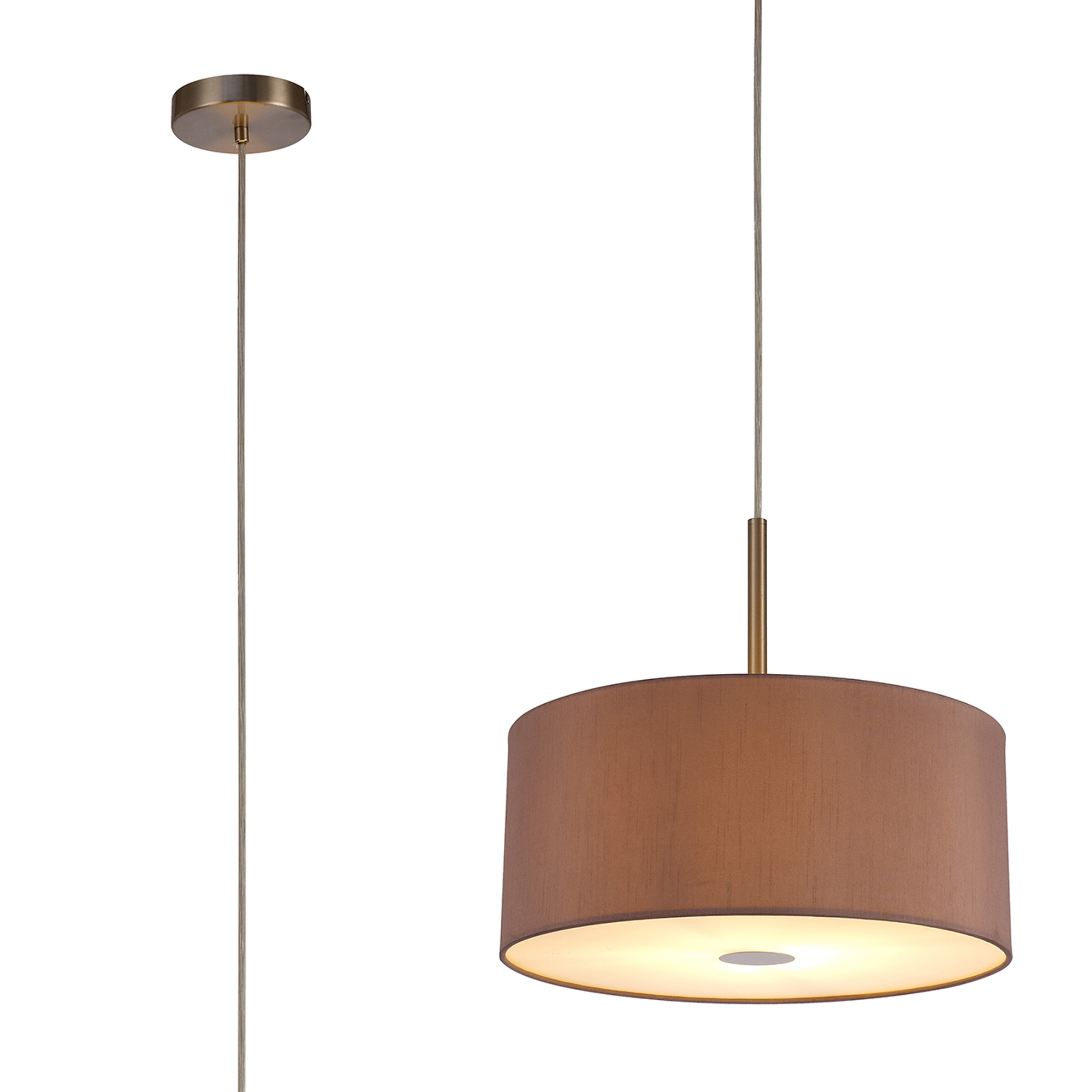 DK0297  Baymont 40cm Pendant 1 Light Satin Nickel;; Frosted DiffuserTaupe/Halo Gold